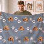 Custom Patterned Pet Color Blanket - Pet Photo + Name