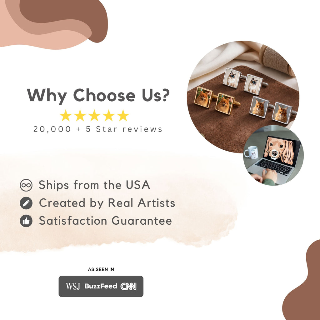 Custom Pet Photo Cufflinks Using Photo - Pet Face