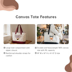 Custom Pet Zippered Varsity Tote Bag - Pet Photo + Name