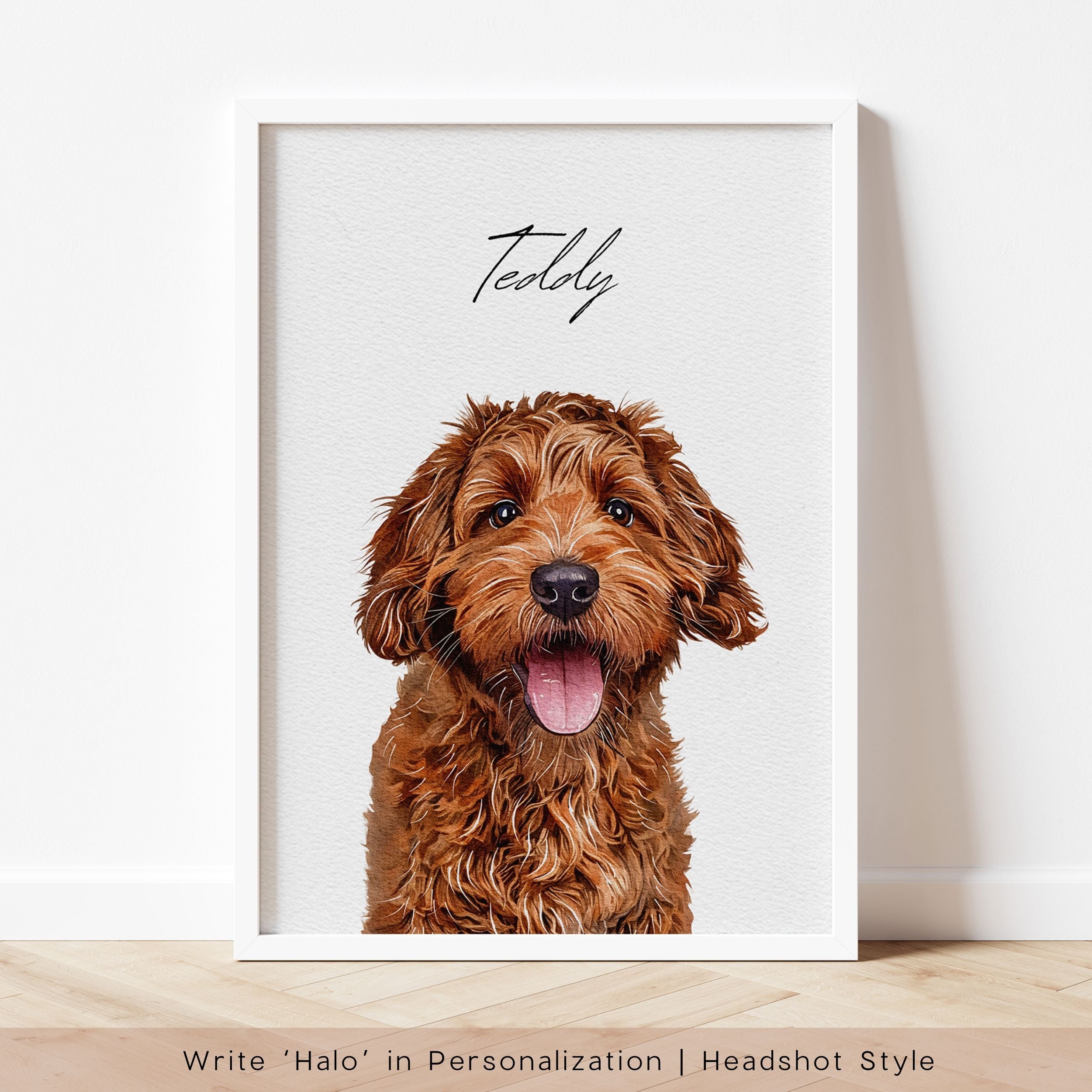 Custom Watercolor Pet Portrait - Pet Photo + Name