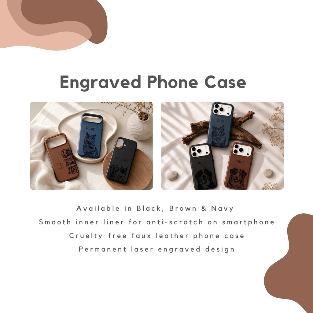 Custom Pet Photo Engraved Phone Case  - Pet Photo + Name