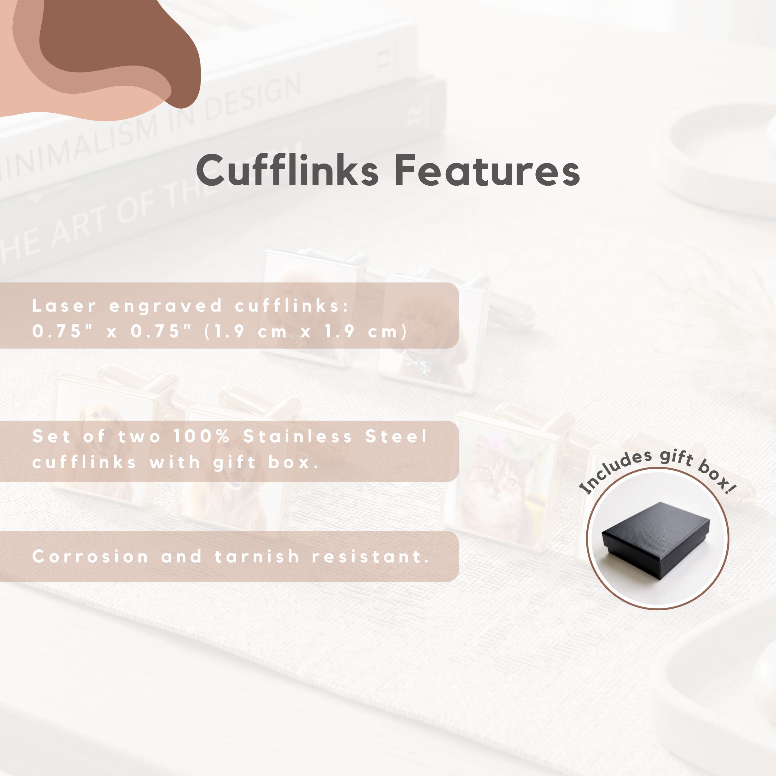 Custom Pet Photo Cufflinks Using Photo - Pet Face