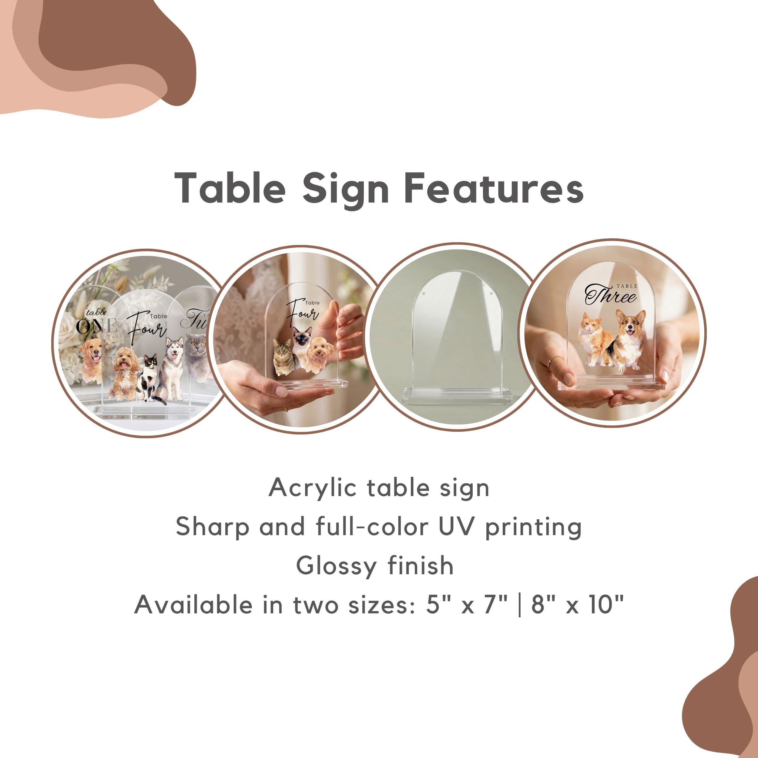 Custom Pet Acrylic Wedding Table Number Sign Using Pet Photo