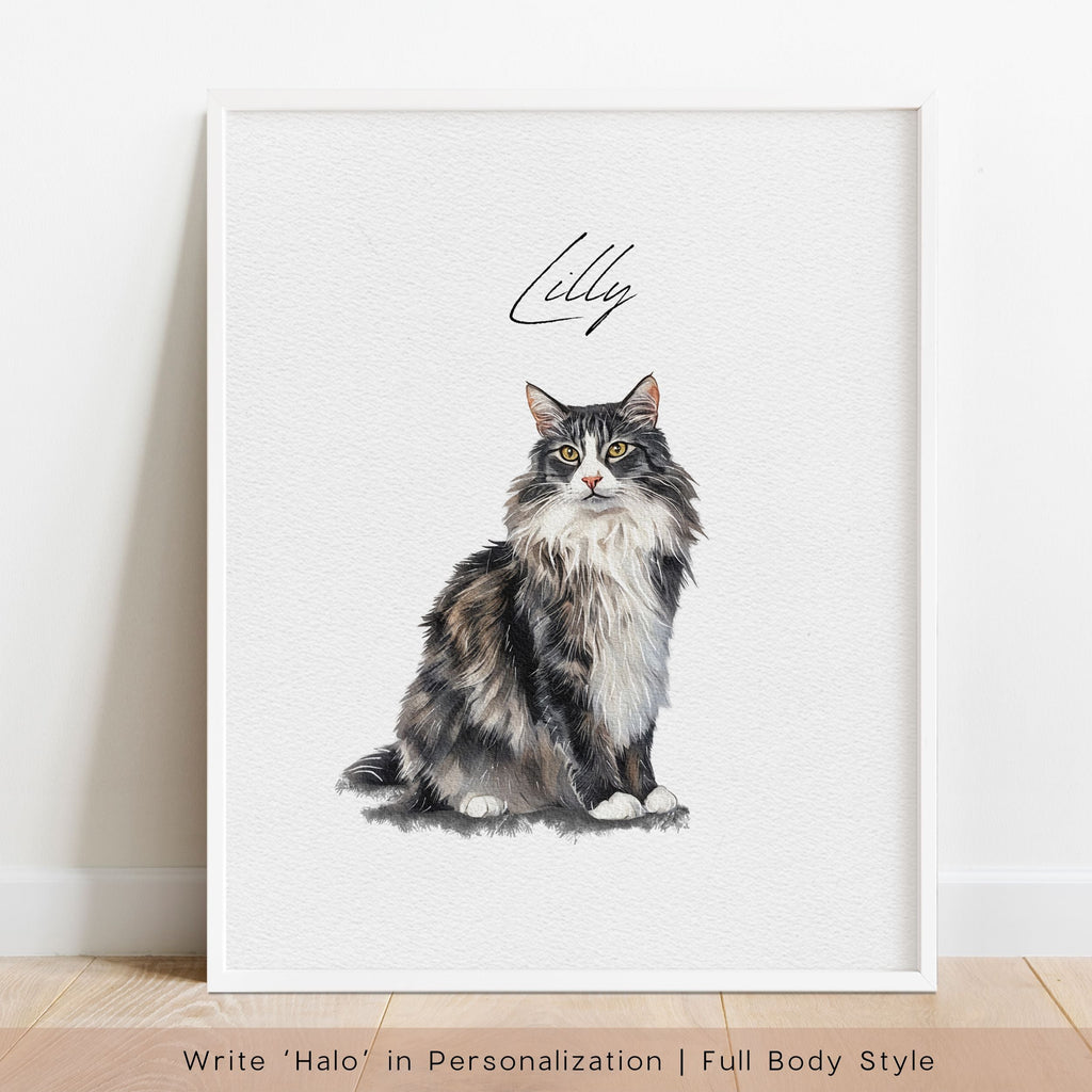 Custom Watercolor Pet Portrait - Pet Photo + Name