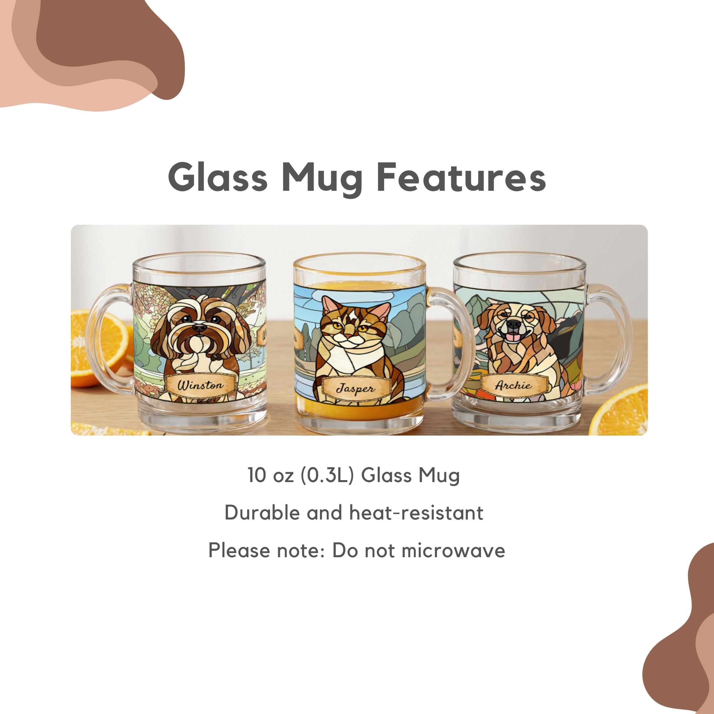 Custom Stained Glass Dog Mug Using Photo + Name