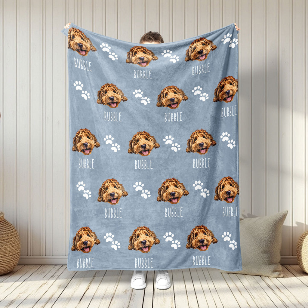 Custom Patterned Pet Color Blanket - Pet Photo + Name