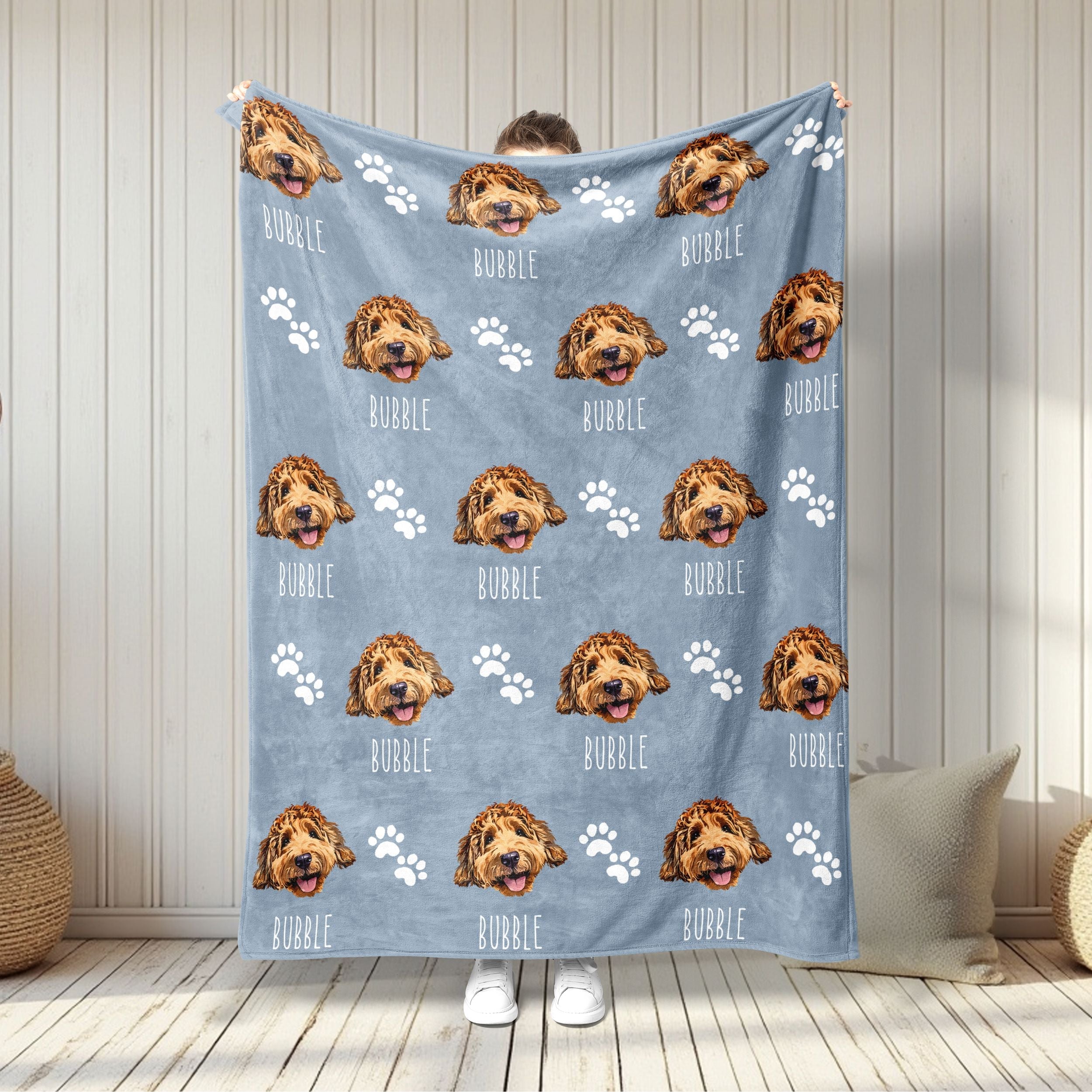 Custom Patterned Pet Color Blanket - Pet Photo + Name