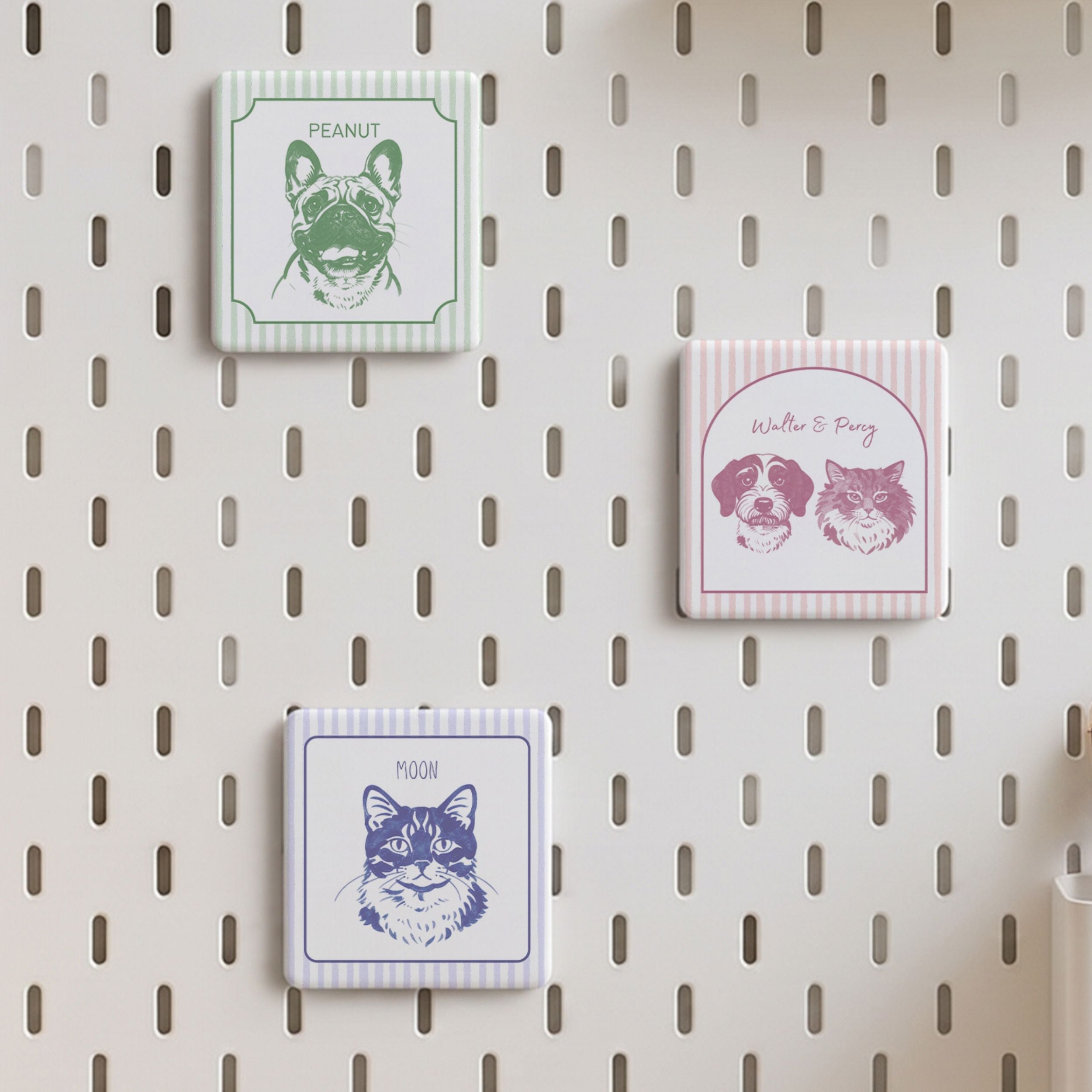 Custom Pet Photo Stripe Porcelain Magnet - Photo + Name