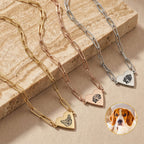 Custom Pet Paperclip Heart Engraved Necklace - Pet Face
