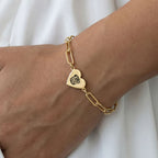 Custom Pet Paperclip Heart Engraved Bracelet - Pet Face