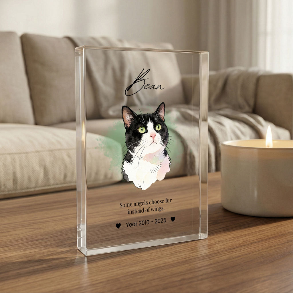 Custom Pet Memorial Acrylic Photo Block - Pet Photo + Name