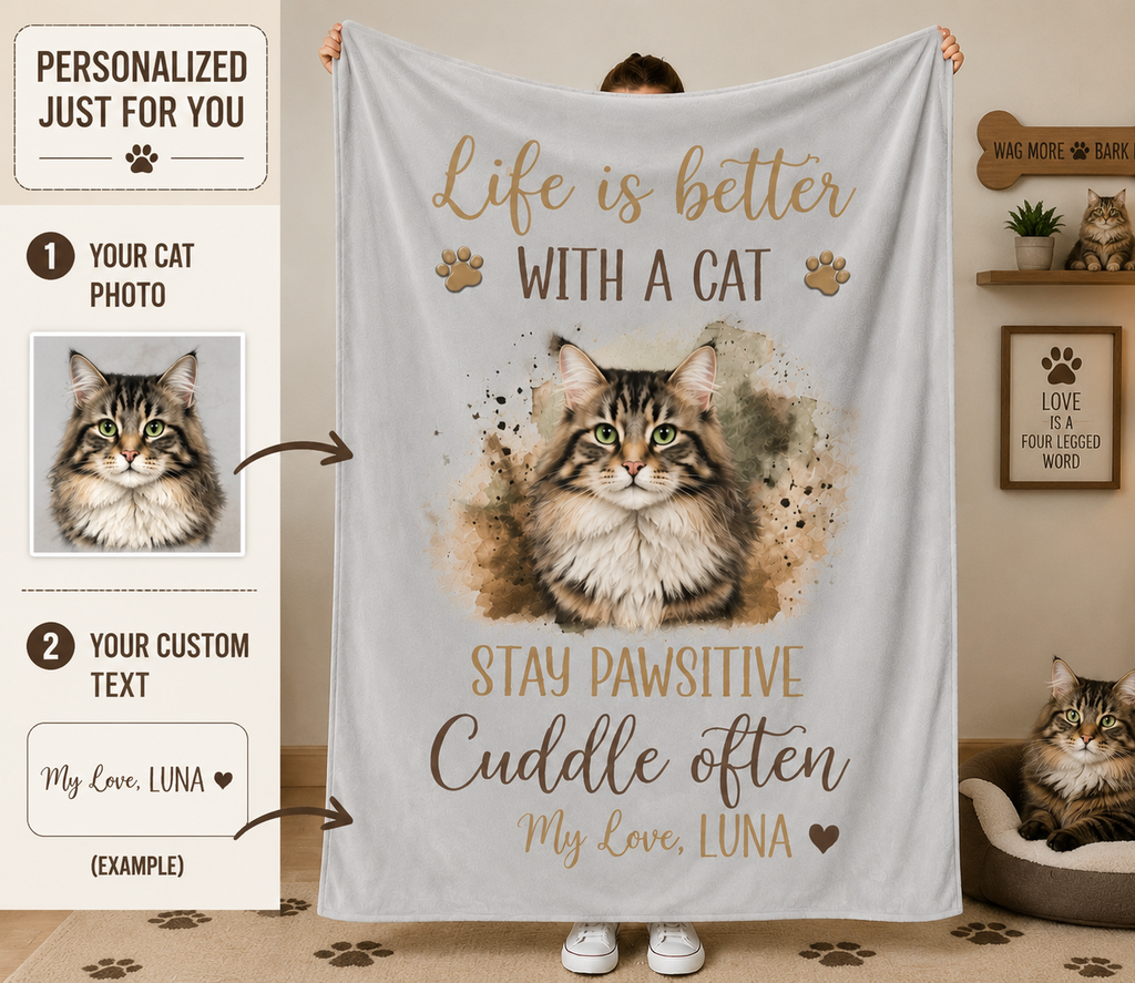 Sherpa Blanket — "Life Is Better With A Dog" Pawsvitive Cuddle Throw (Dog Lover Gift)