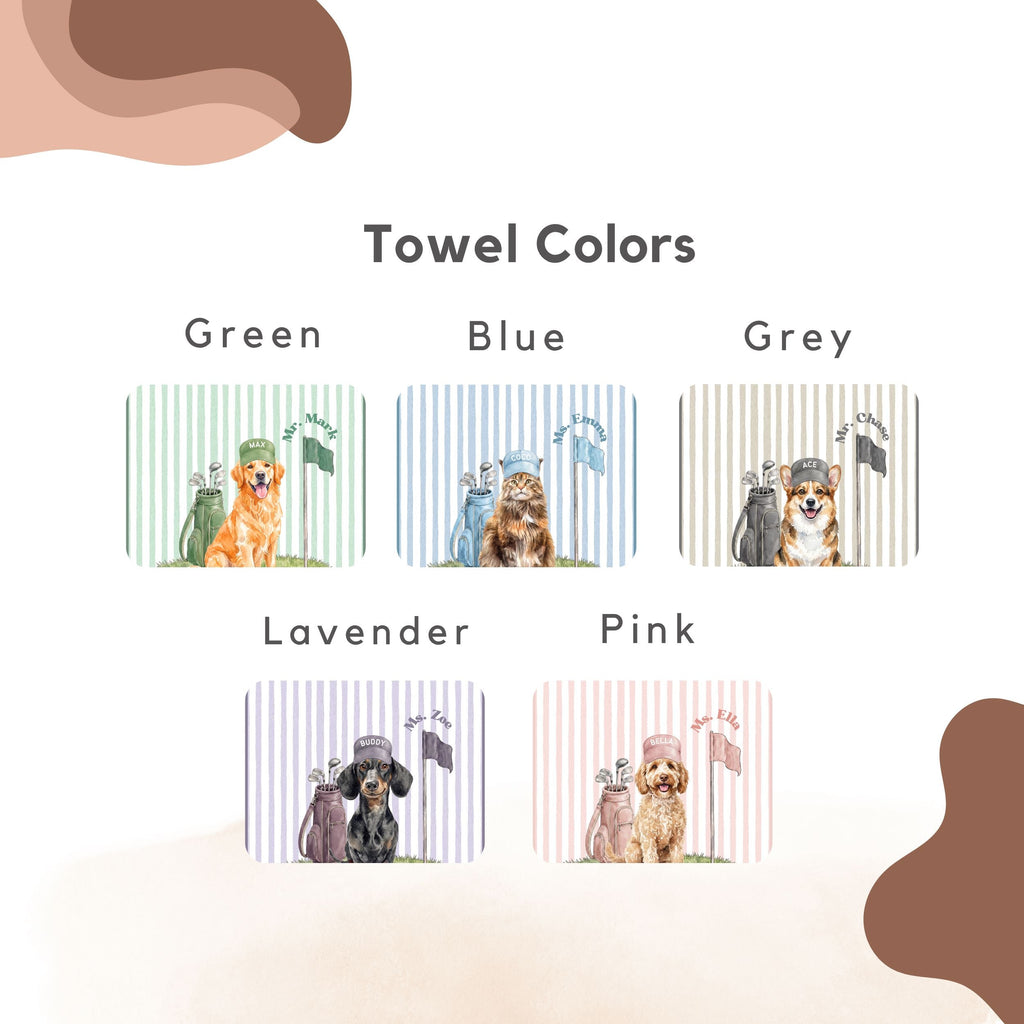Custom Stripe Pet Golf Towel - Pet Photo + Name