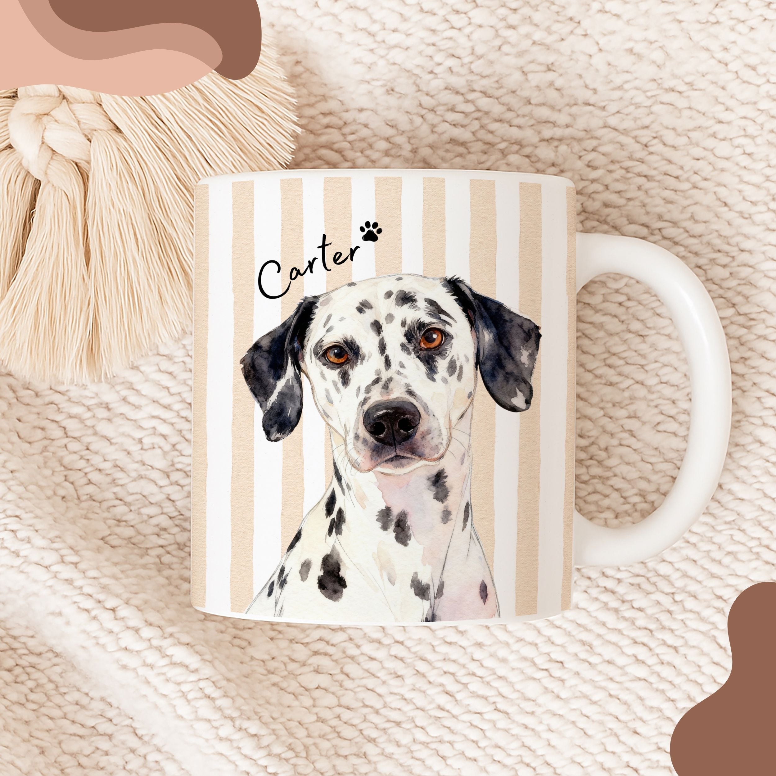 Custom Pet Watercolor Stripe Mug - Pet Photo + Name