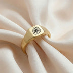 Custom Pet Square Signet Engraved Ring - Pet Face