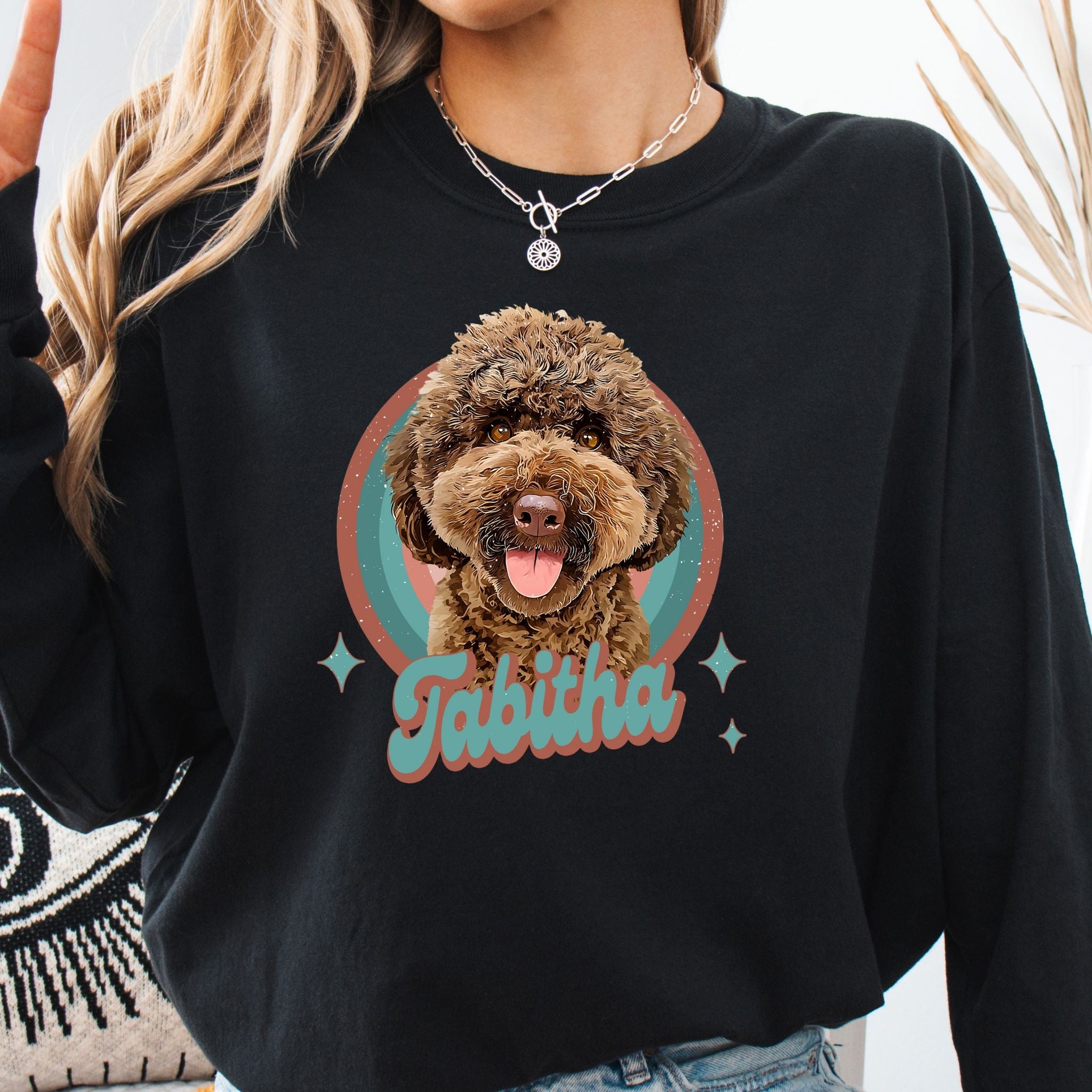 Custom Comfort Colors Vintage Retro Pet Sweater - Pet Photo + Name