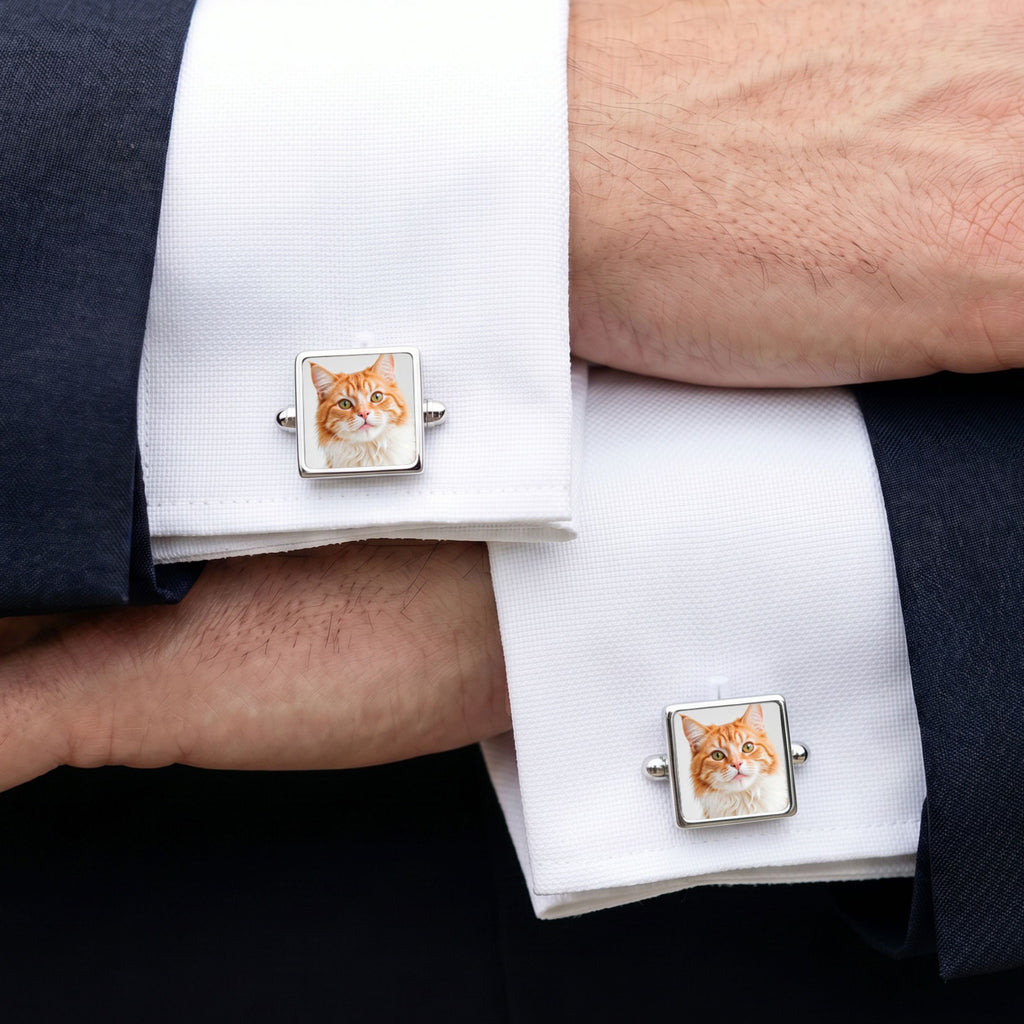 Custom Pet Photo Cufflinks Using Photo - Pet Face