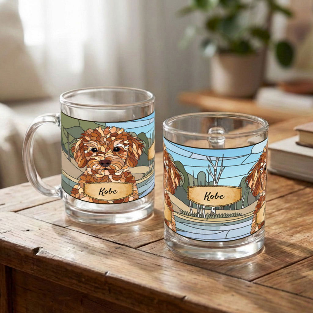 Custom Stained Glass Dog Mug Using Photo + Name