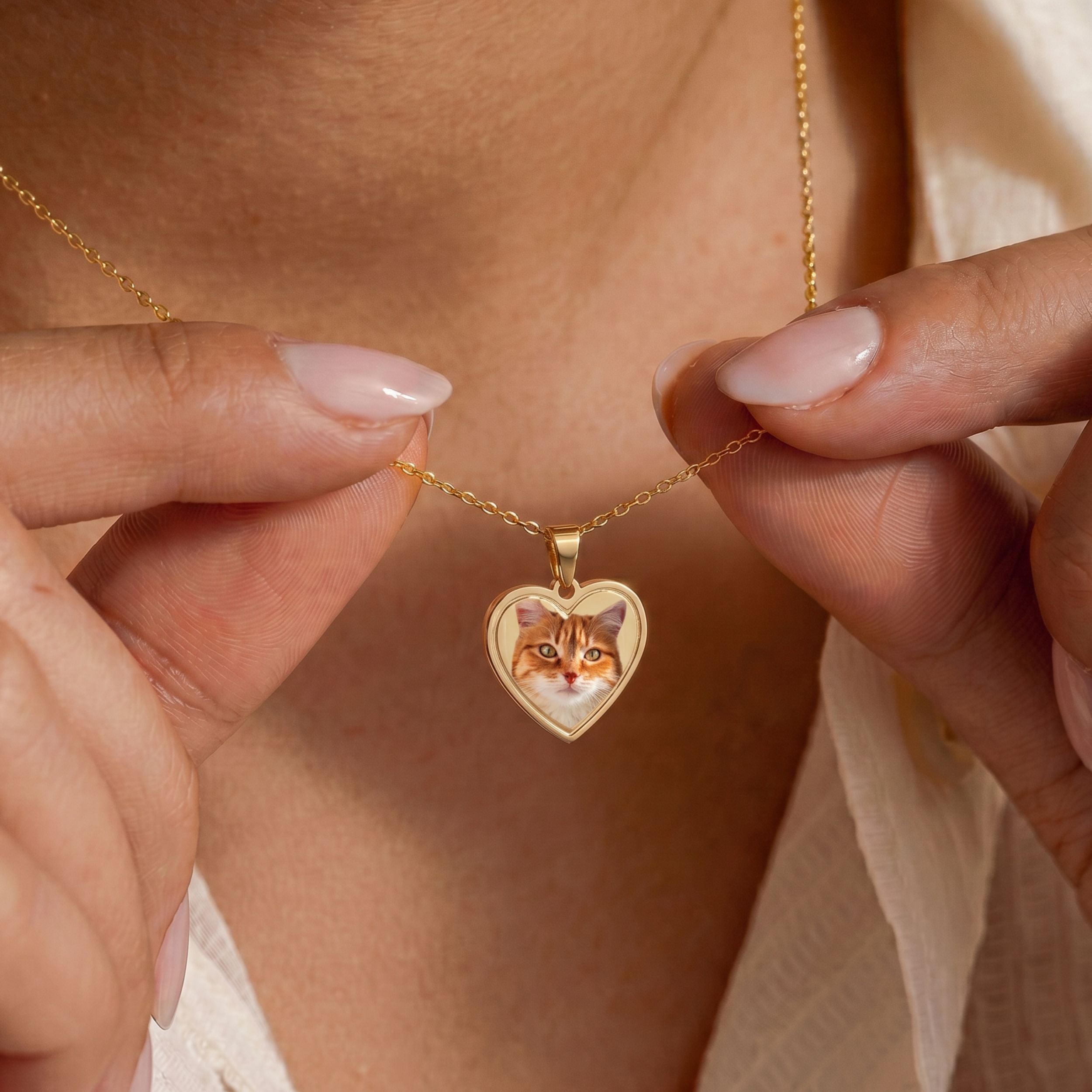 Custom Pet Photo Heart Necklace - Pet Face