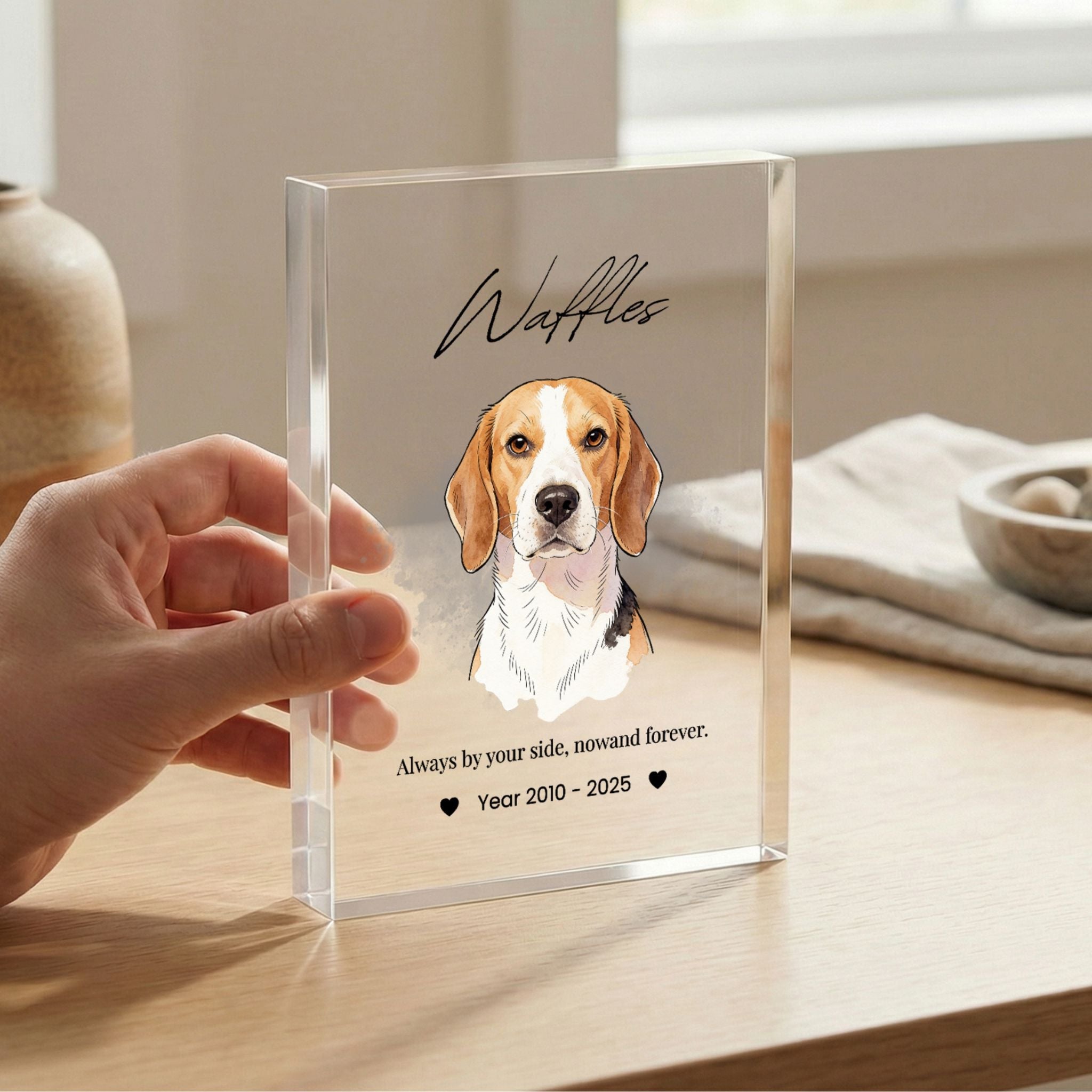 Custom Pet Memorial Acrylic Photo Block - Pet Photo + Name