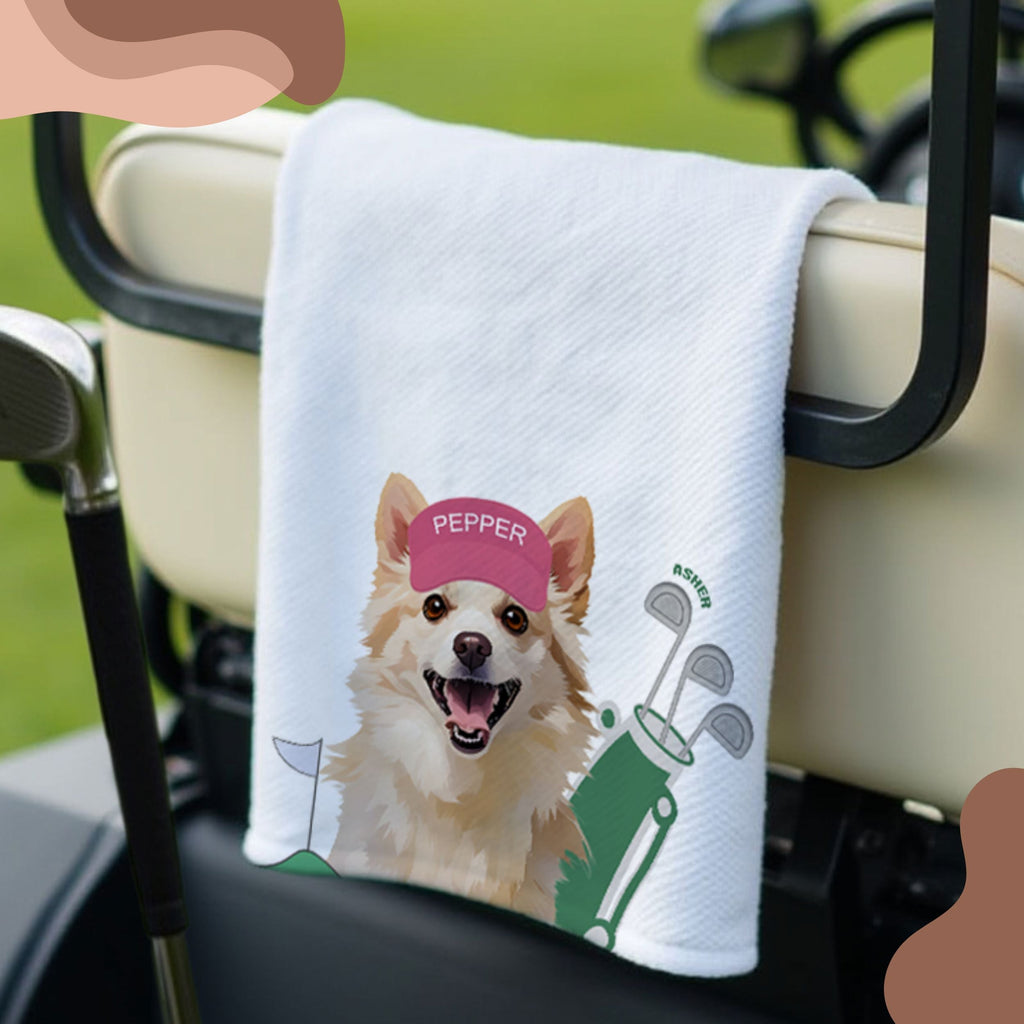 Custom Pet Golf Towel - Pet Photo + Name
