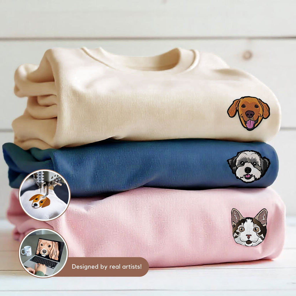 Custom Embroidered Pet Hoodie - Pet Photo + Name