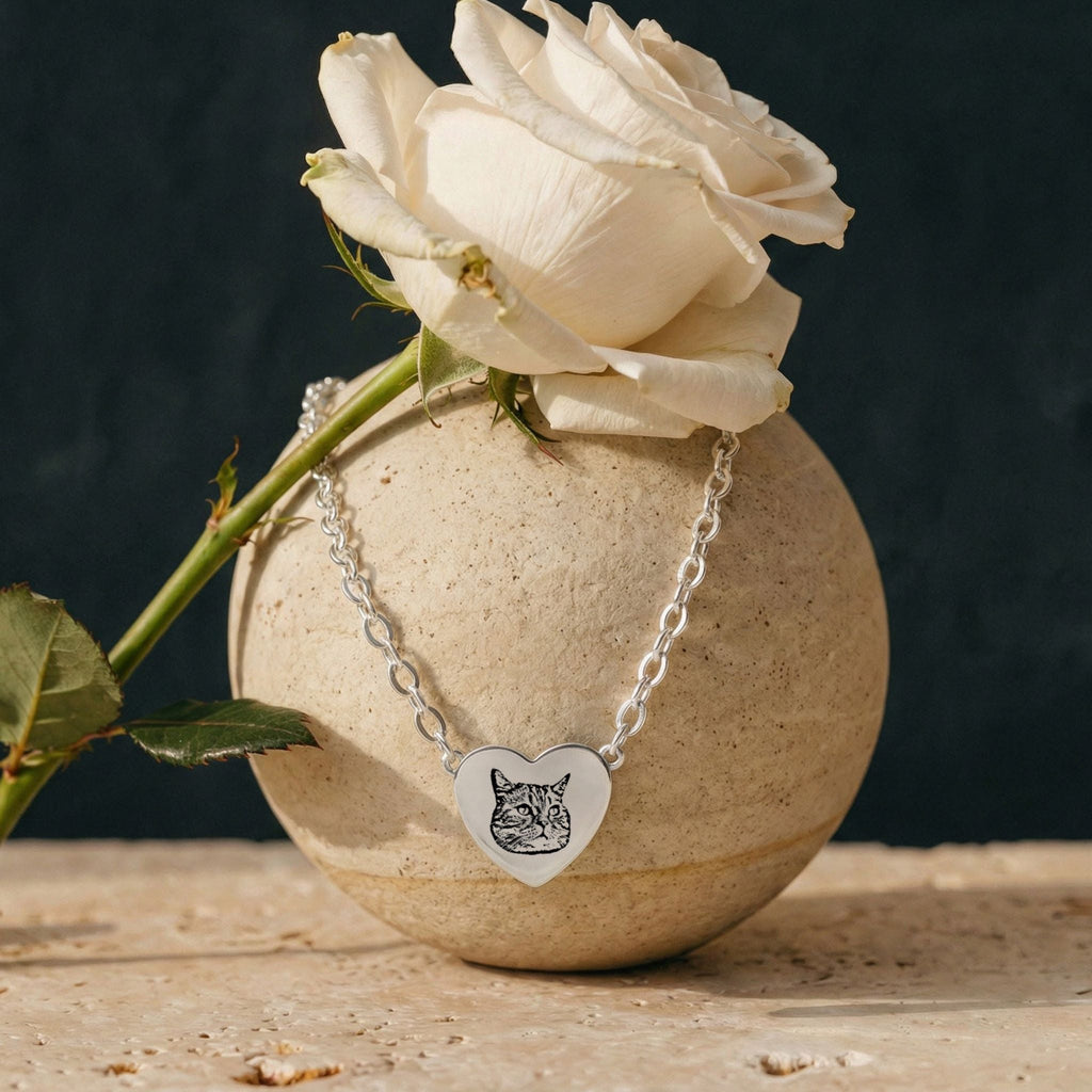 Custom Pet Heart Engraved Necklace - Pet Face