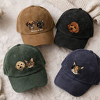 Custom Embroidered Pet Cordoroy Hat  - Pet Photo + Name