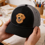Custom Embroidered Pet Snapback Hat  - Pet Photo + Name