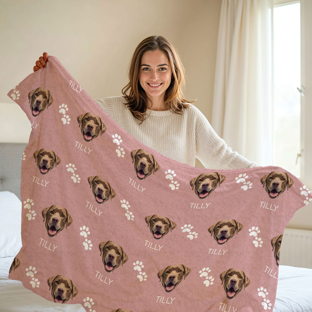 Custom Patterned Pet Color Blanket - Pet Photo + Name