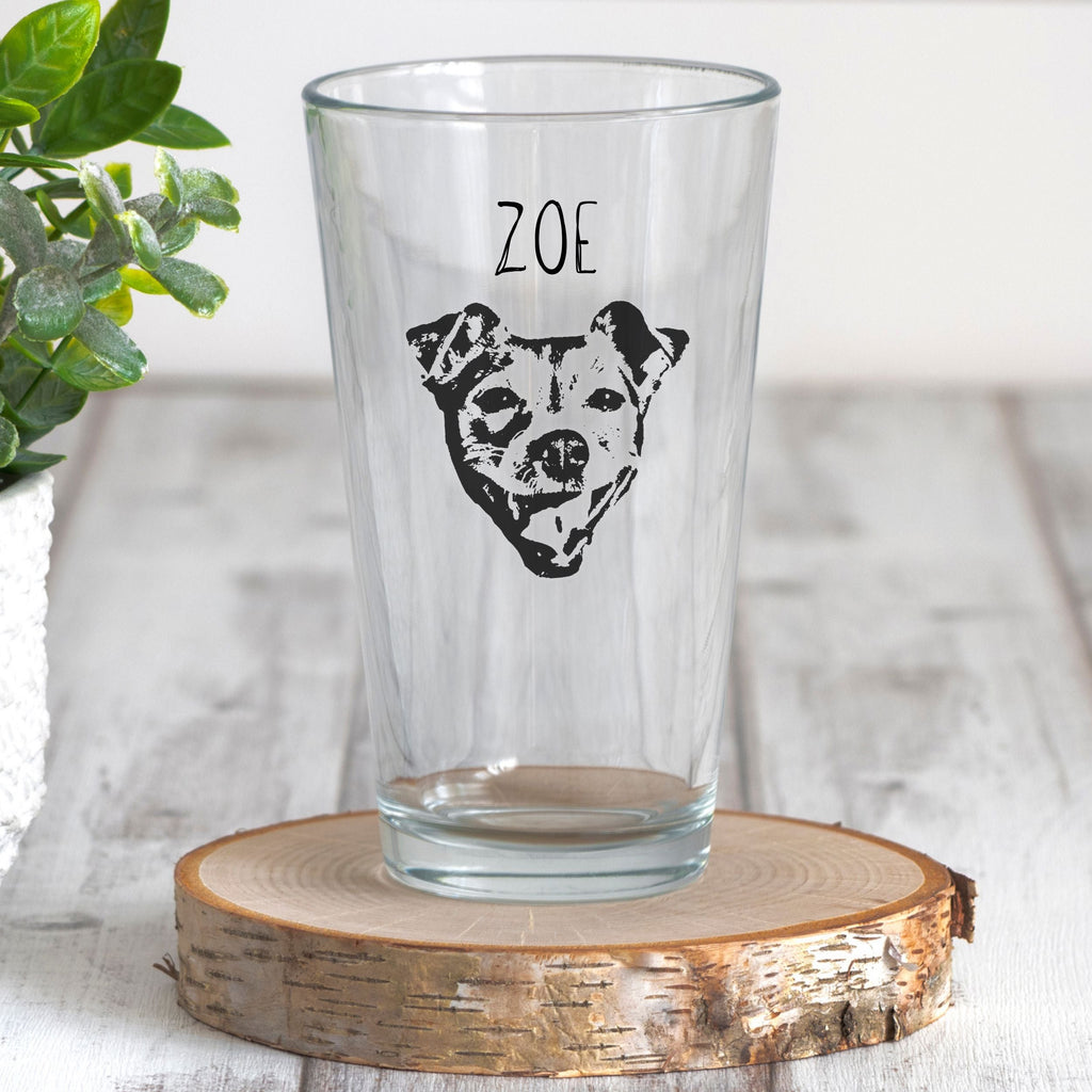 Custom Dog Beer Glasses - Pet Photo + Name