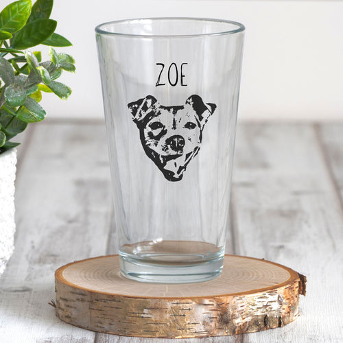 Custom Dog Beer Glasses - Pet Photo + Name