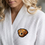 Custom Pet Photo Embroidered Waffle Robe - Pet Photo + Name