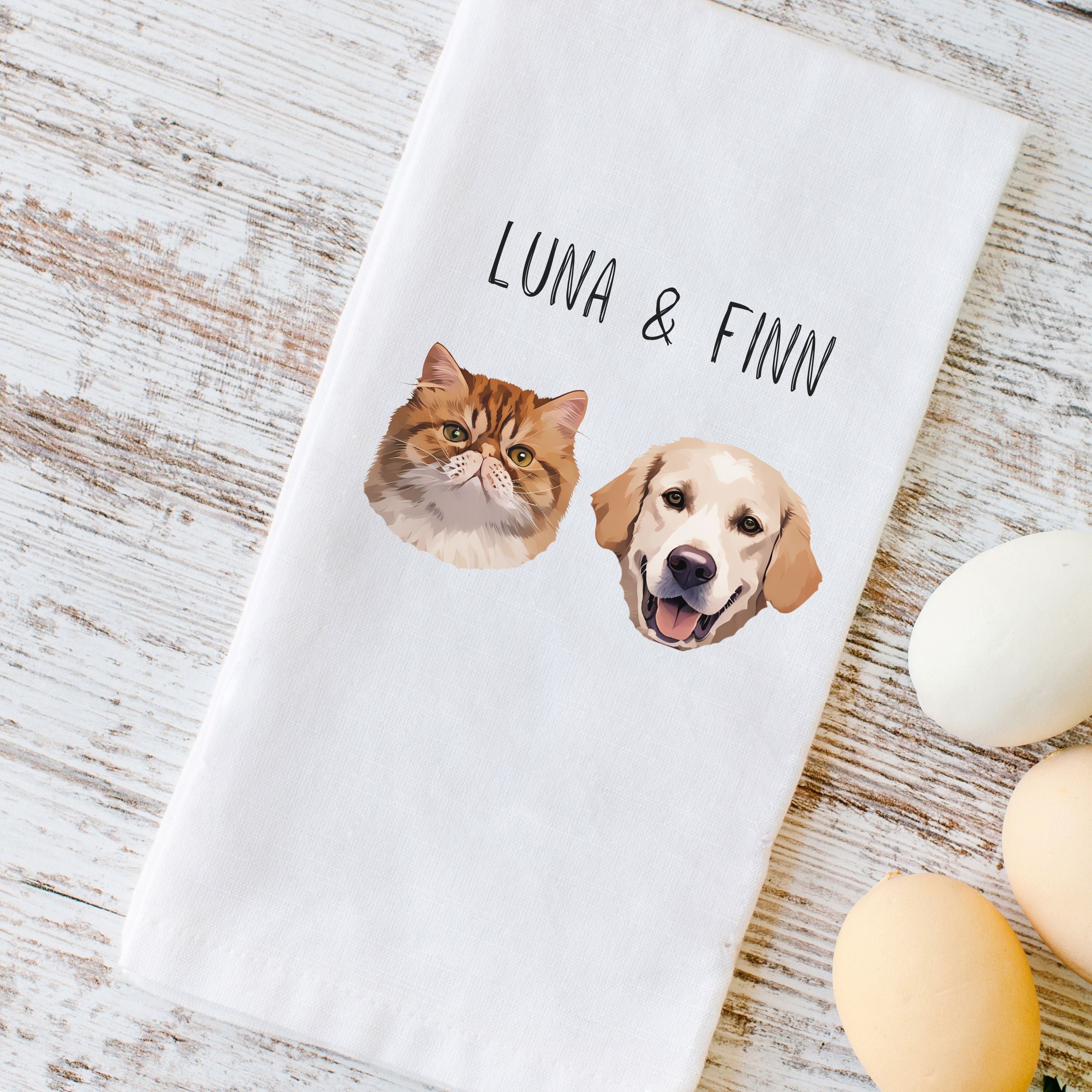 Custom Pet Tea Towel - Pet Photo + Name