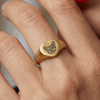 Custom Pet Heart Signet Engraved Ring - Pet Face
