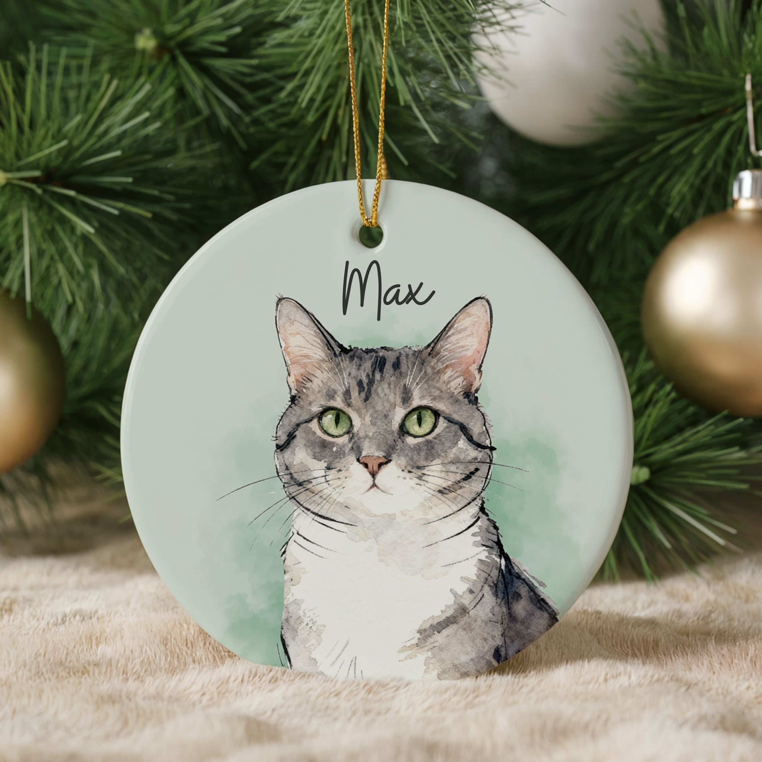 Custom Color Splash Memorial Pet Ornament - Pet Photo + Name