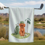 Custom Stripe Pet Golf Towel - Pet Photo + Name