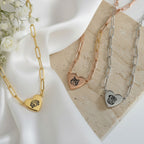 Custom Pet Paperclip Heart Engraved Necklace - Pet Face