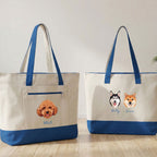 Custom Pet Zippered Tote Bag - Pet Photo + Name