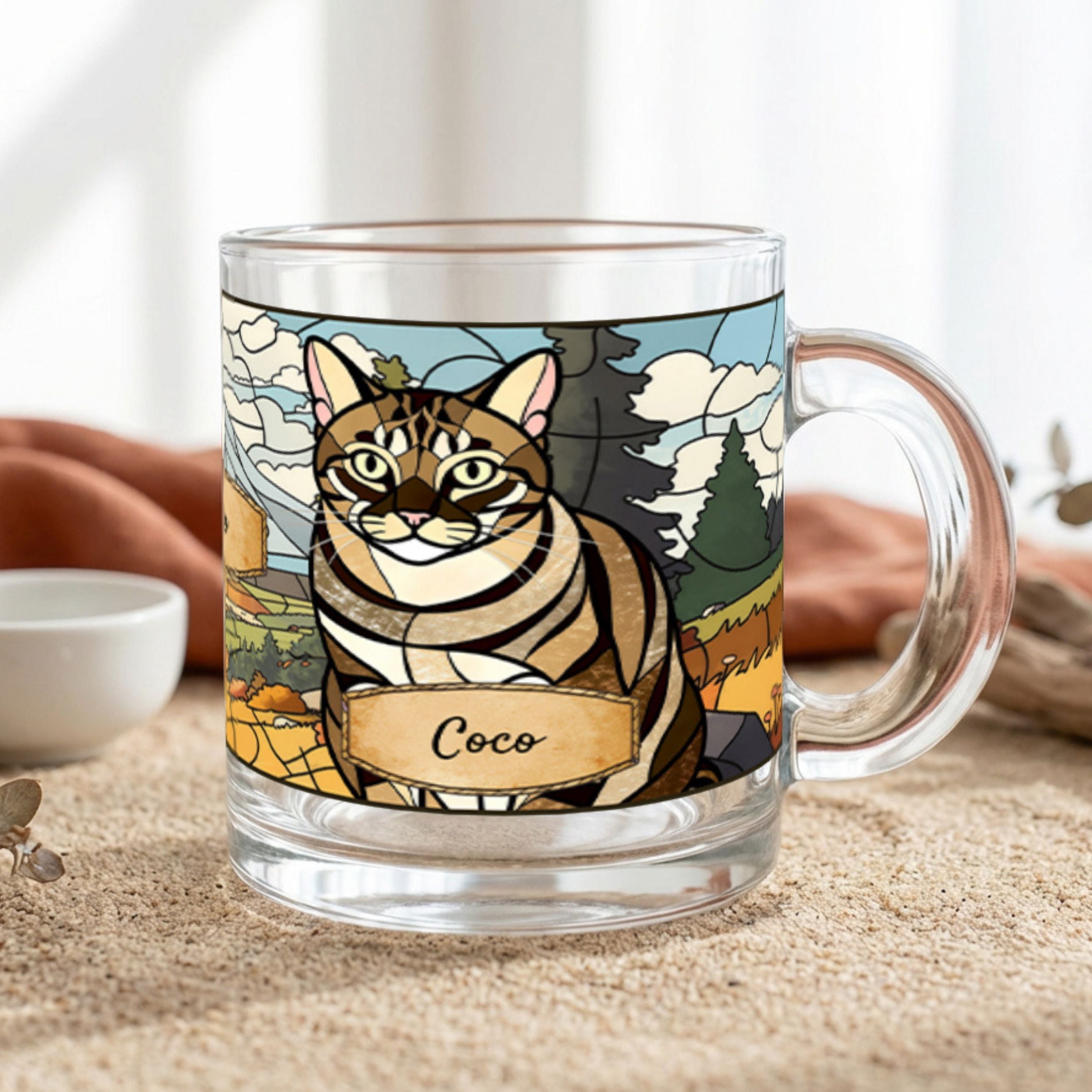Custom Stained Glass Dog Mug Using Photo + Name