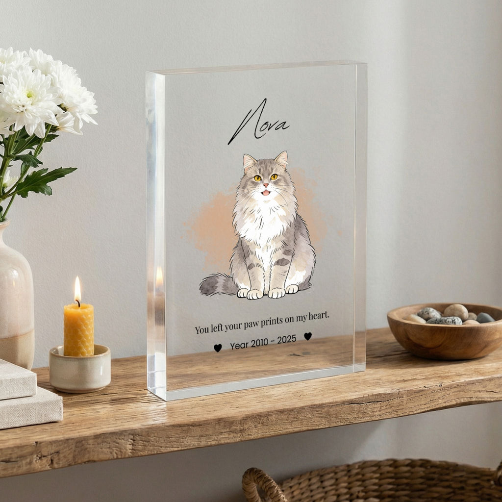 Custom Pet Memorial Acrylic Photo Block - Pet Photo + Name