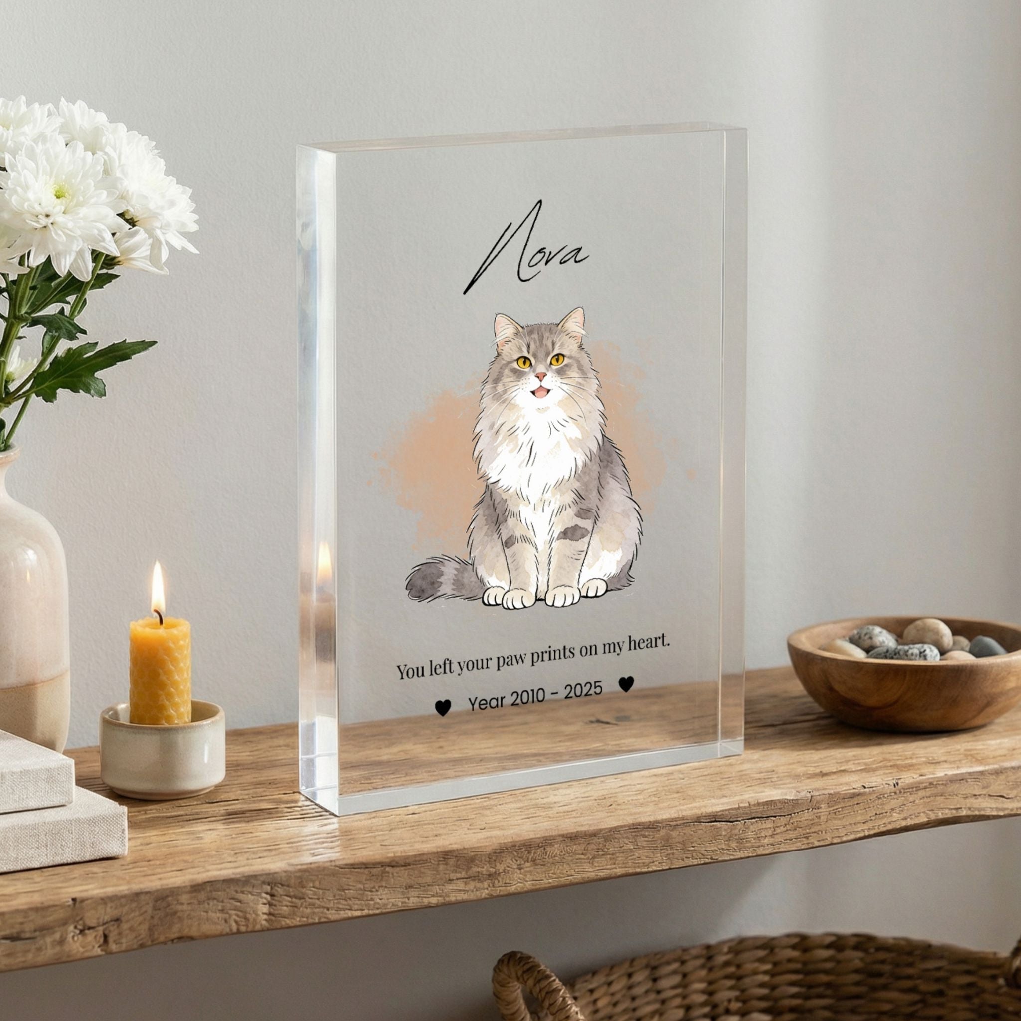 Custom Pet Memorial Acrylic Photo Block - Pet Photo + Name