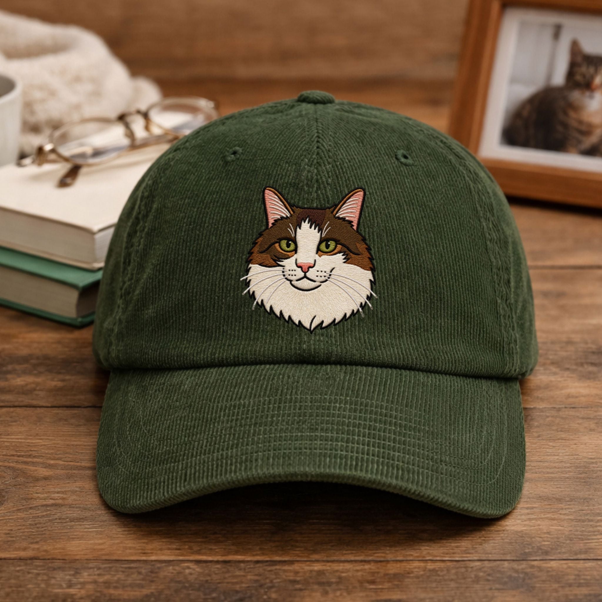 Custom Embroidered Pet Cordoroy Hat  - Pet Photo + Name