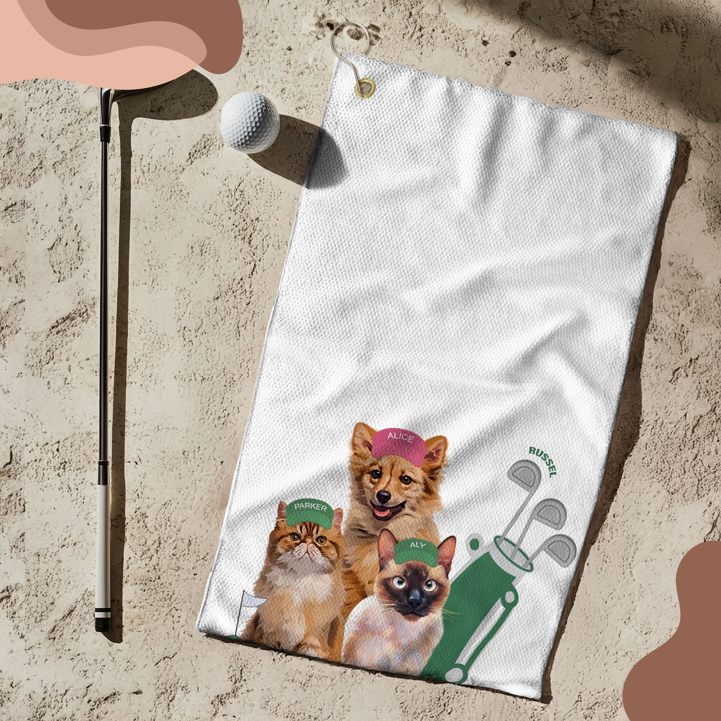 Custom Pet Golf Towel - Pet Photo + Name