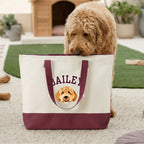 Custom Pet Zippered Varsity Tote Bag - Pet Photo + Name