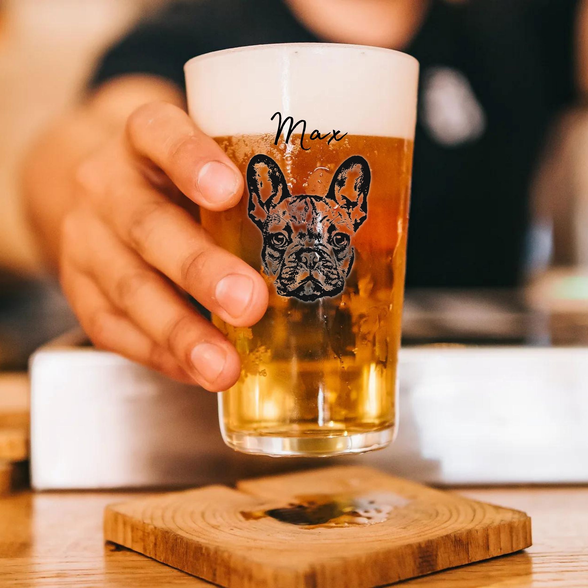 Custom Dog Beer Glasses - Pet Photo + Name
