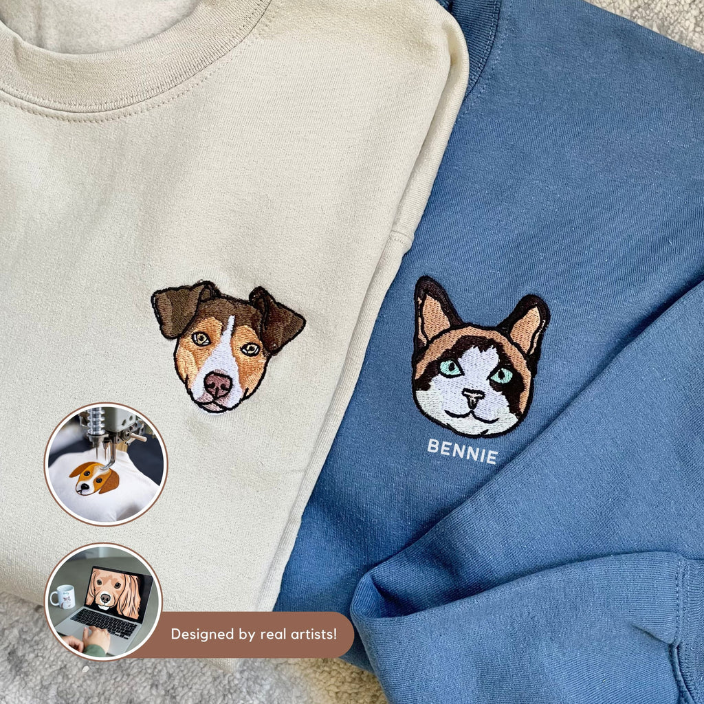 Custom Embroidered Pet Hoodie - Pet Photo + Name