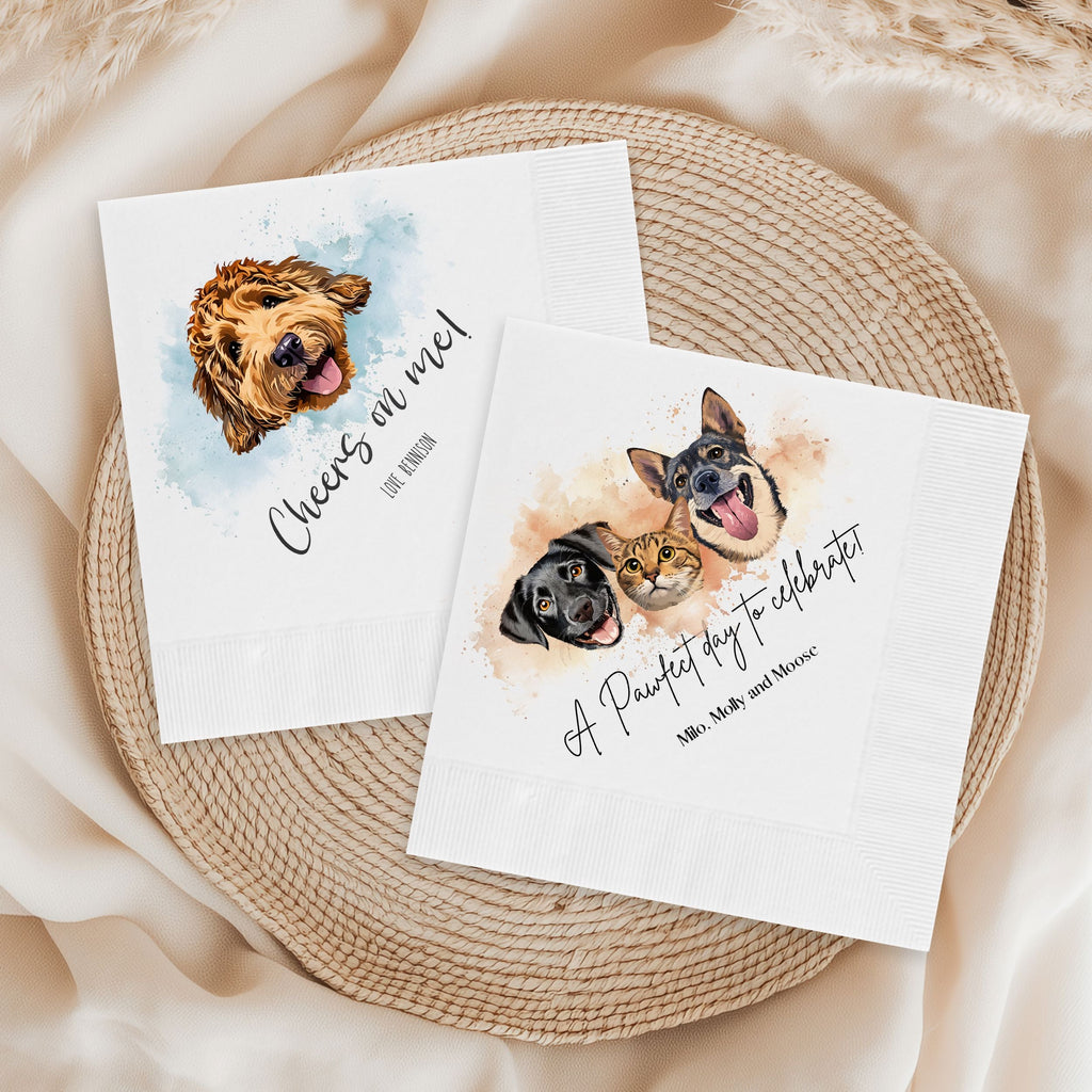 Custom Pet Cocktail Napkins - Pet Photo + Name
