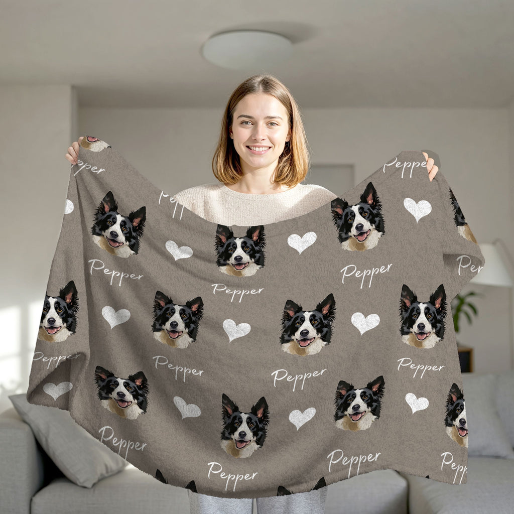 Custom Patterned Pet Color Blanket - Pet Photo + Name
