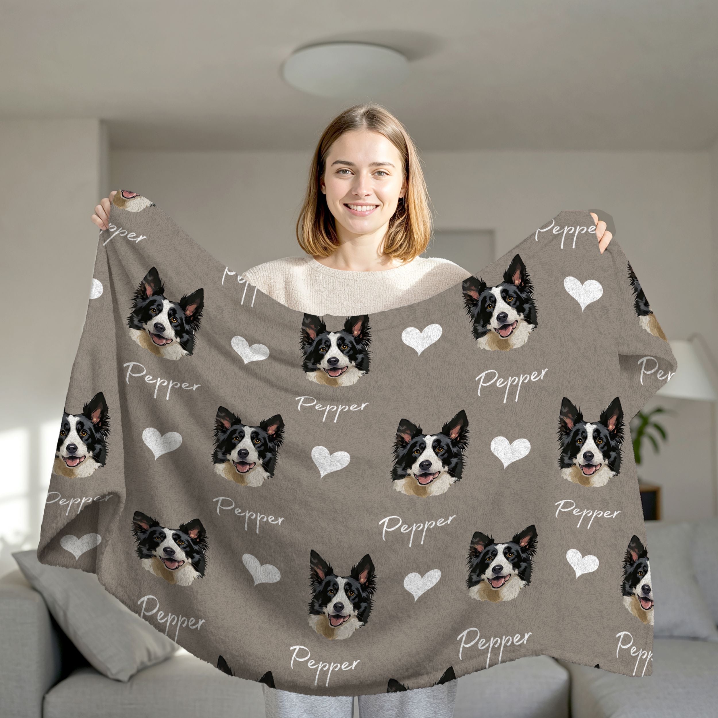 Custom Patterned Pet Color Blanket - Pet Photo + Name
